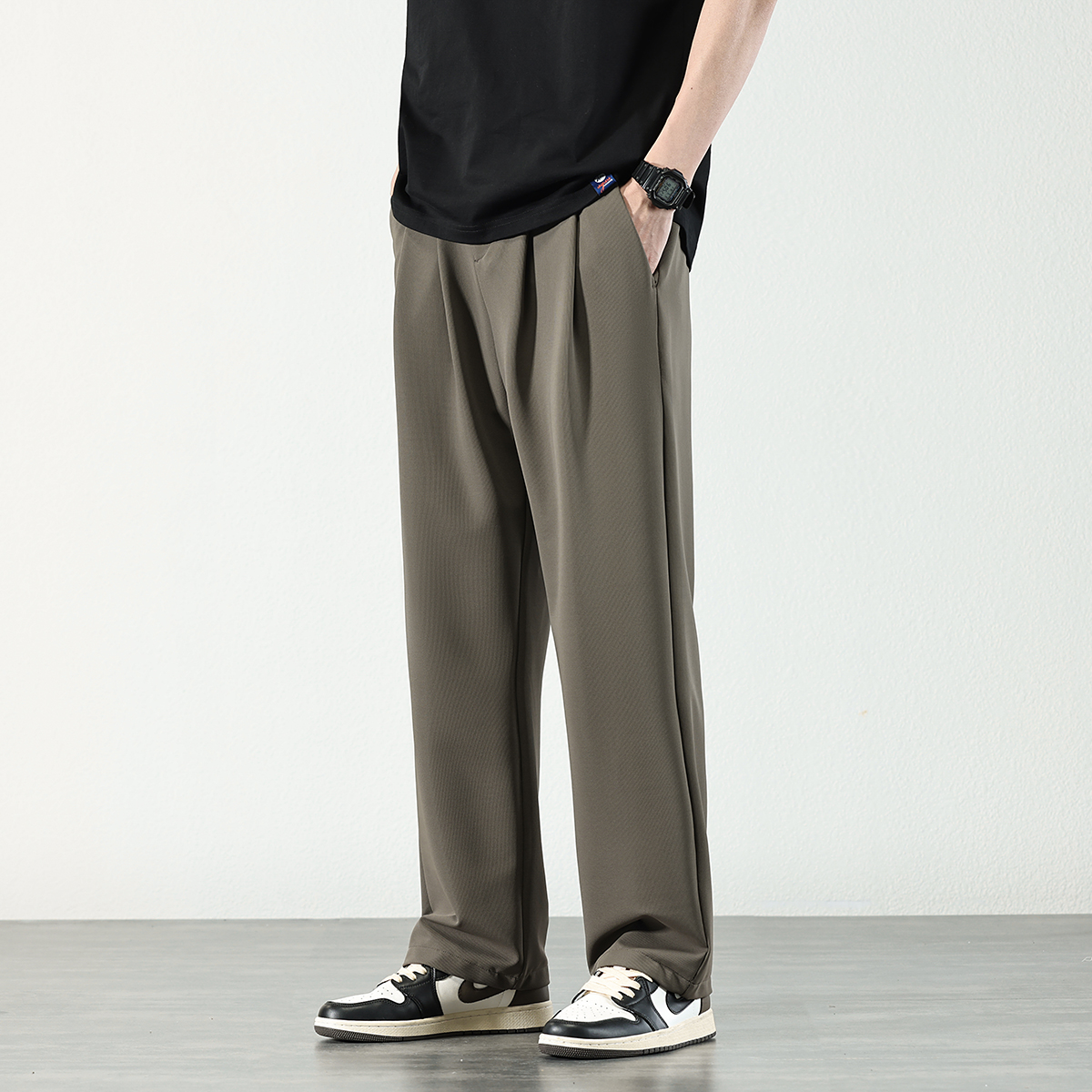ワイドパンツ メンズ 薄手ストレートワイドパンツ 速乾素材