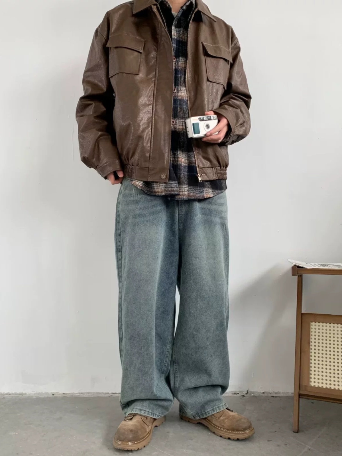 ワイドパンツ メンズ ウォッシュ加工ウルトラワイドジーンズ