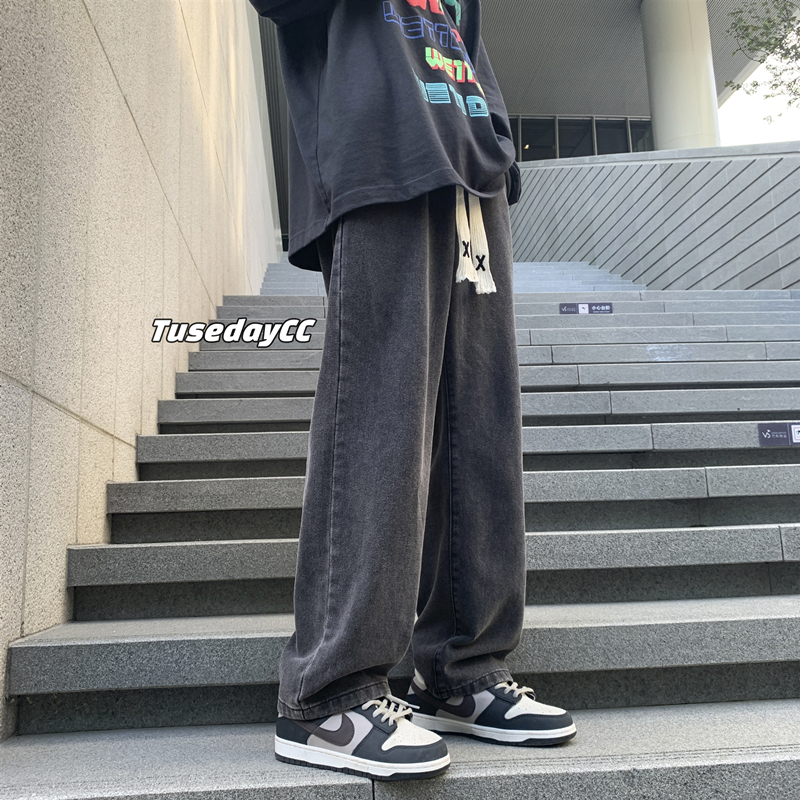 ワイドパンツ メンズ ゆったりストレートデニムワイドパンツ