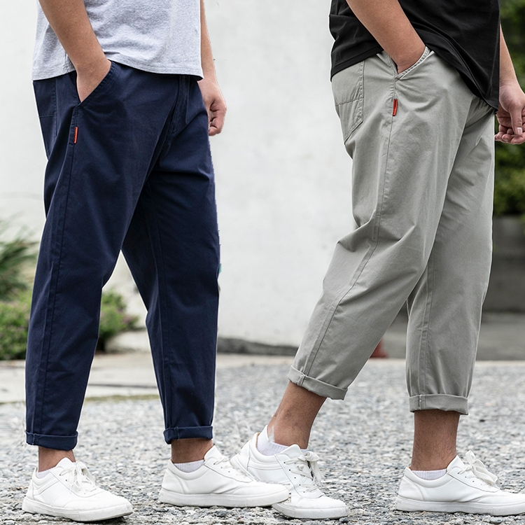 ワイドパンツ メンズ 綿100％ゆったりワイドパンツ 九分丈