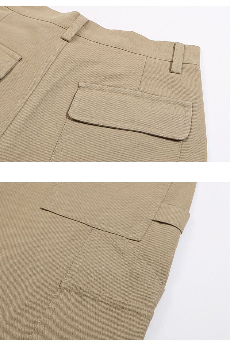 メンズワイドパンツ 多機能ポケット付きゆったりワイドシルエット作業風長ズボン