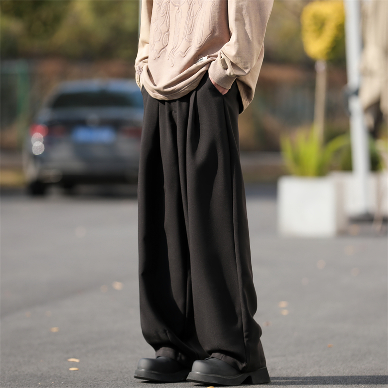 ワイドパンツ メンズ レトロテイスト ドレープ ワイドパンツ