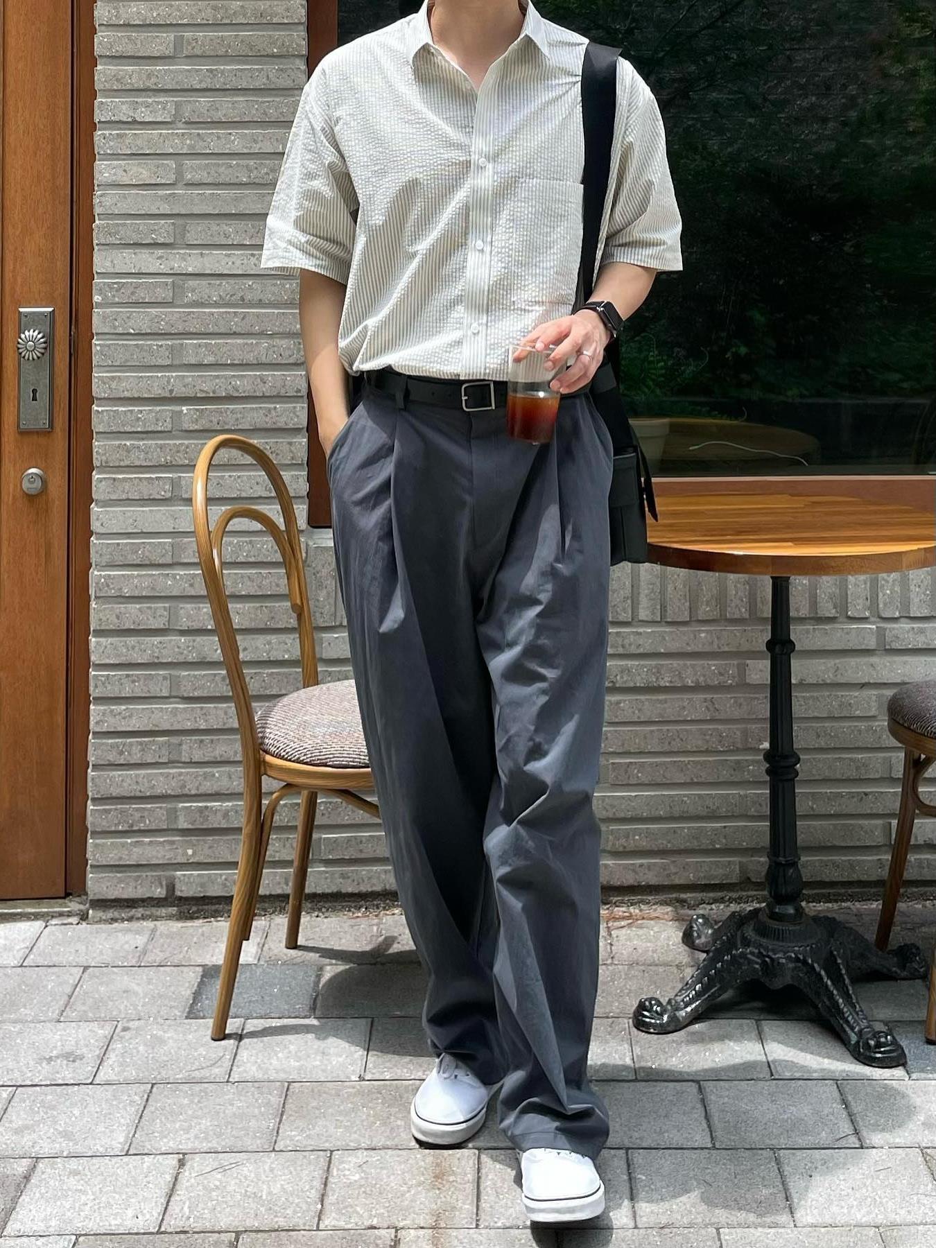 ワイドパンツ メンズ ゆったりシルエット ロング丈スラックス
