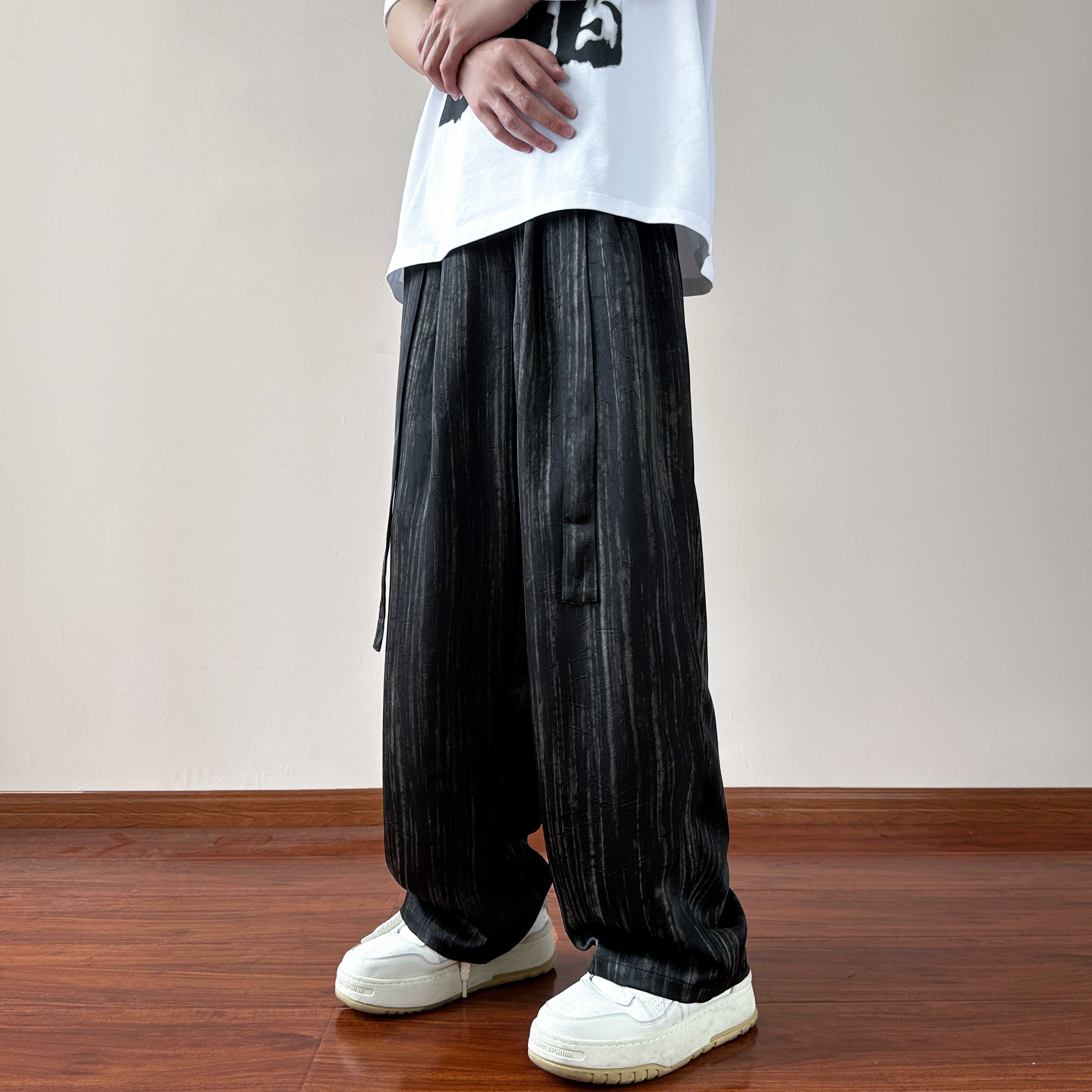 薄手ストレート ワイドパンツ メンズ