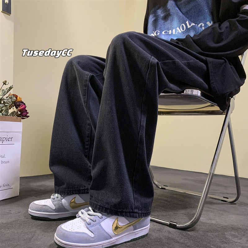 ワイドパンツ メンズ ゆったりストレートデニムワイドパンツ