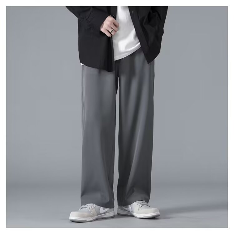 ワイドパンツ メンズ シルキータッチ ストレートワイドパンツ