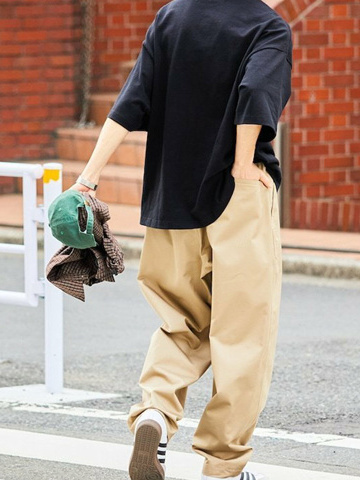 ワイドパンツ メンズ シンプル廓形バルーンワイドパンツ