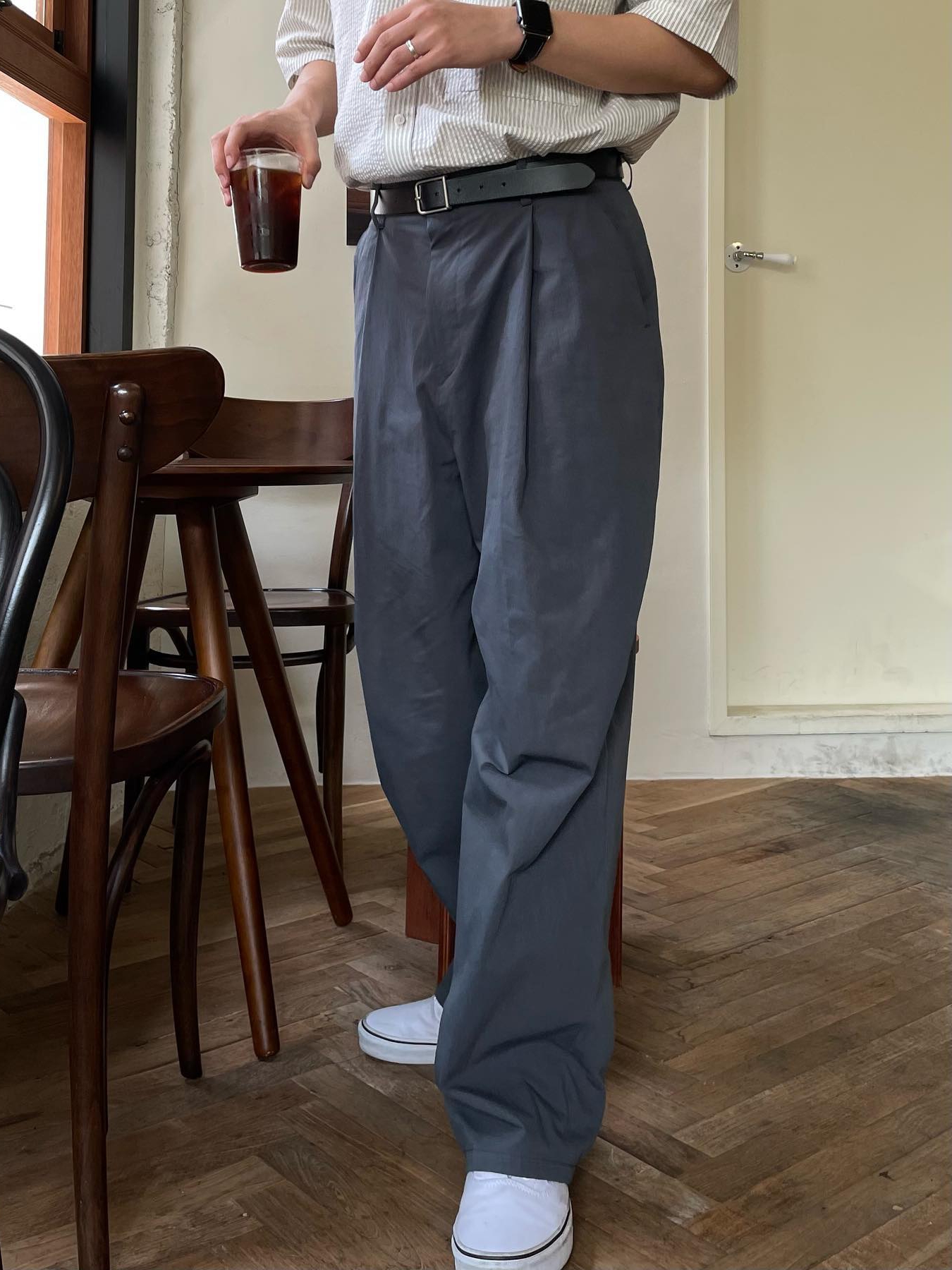 ワイドパンツ メンズ ゆったりシルエット ロング丈スラックス