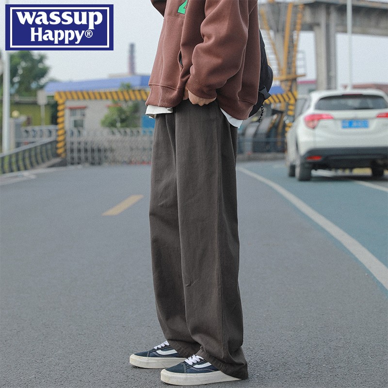 ワイドパンツ メンズ 綿素材ストレートシルエットワイドパンツ