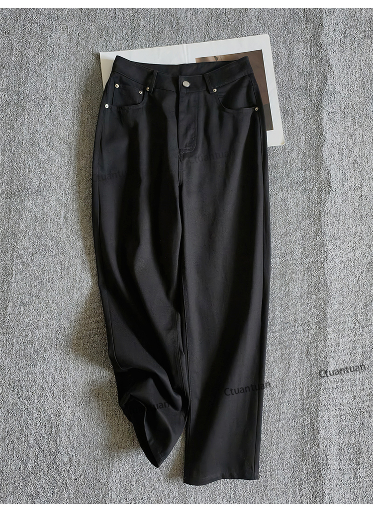 ワイドパンツ メンズ テンセル混紡 ゆったりテーパードワイドパンツ
