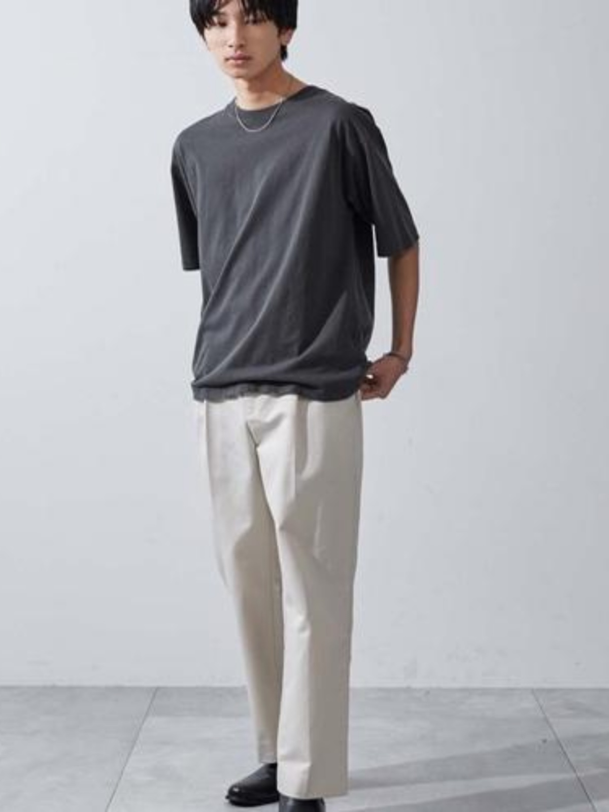 ワイドパンツ メンズ ワンボタンハーフゴムストレートパンツ