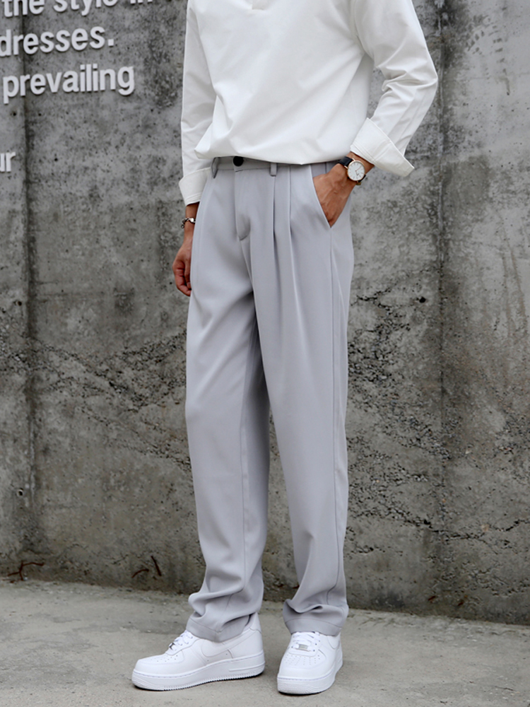 ワイドパンツ メンズ 高身長向け ドレープ感 ストレートワイドパンツ