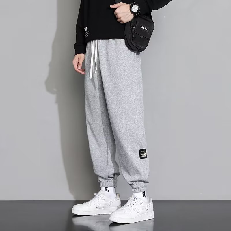 メンズワイドパンツ ゆったりシルエット裾絞りスウェットパンツ