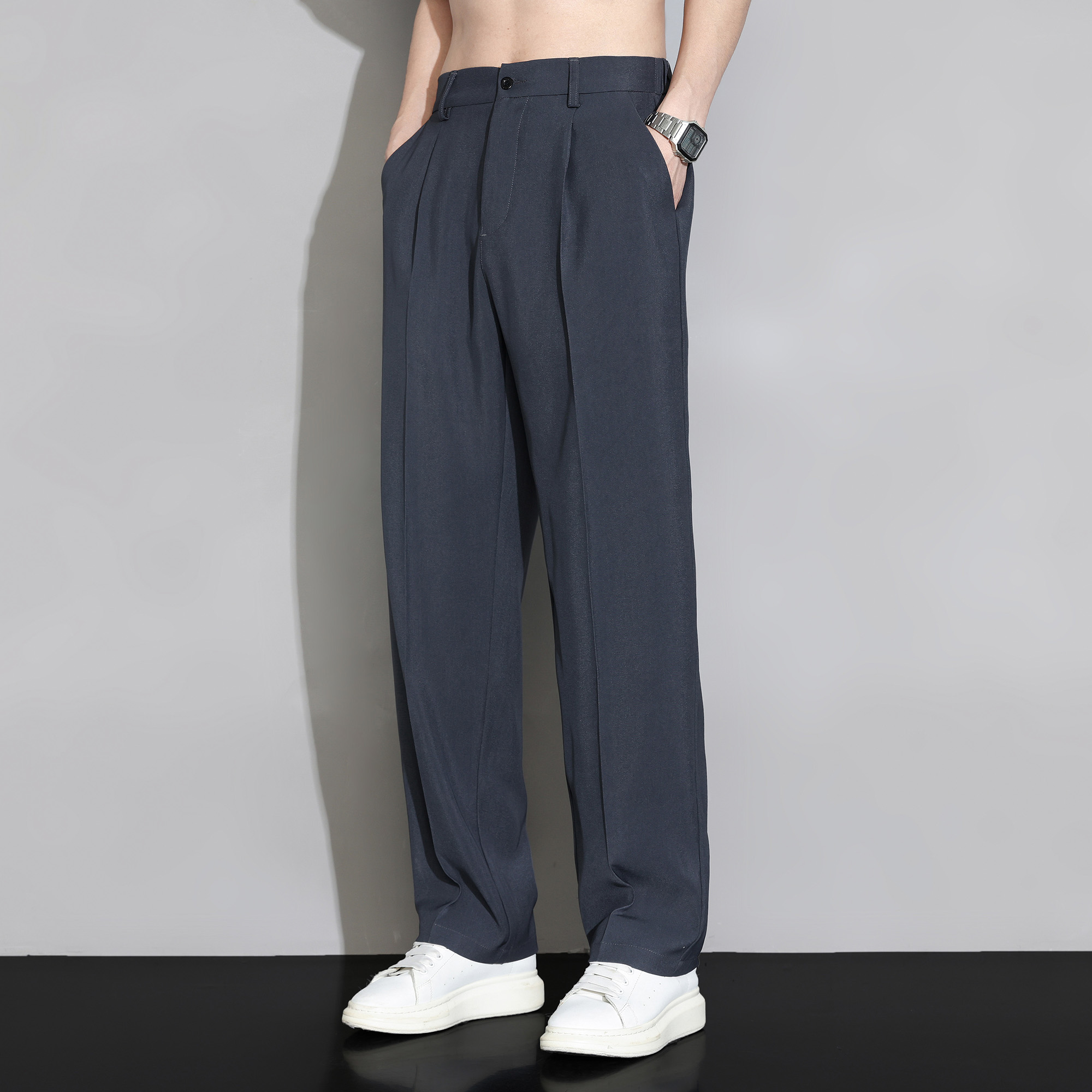 ワイドパンツ メンズ シルキータッチ ワイドスラックス