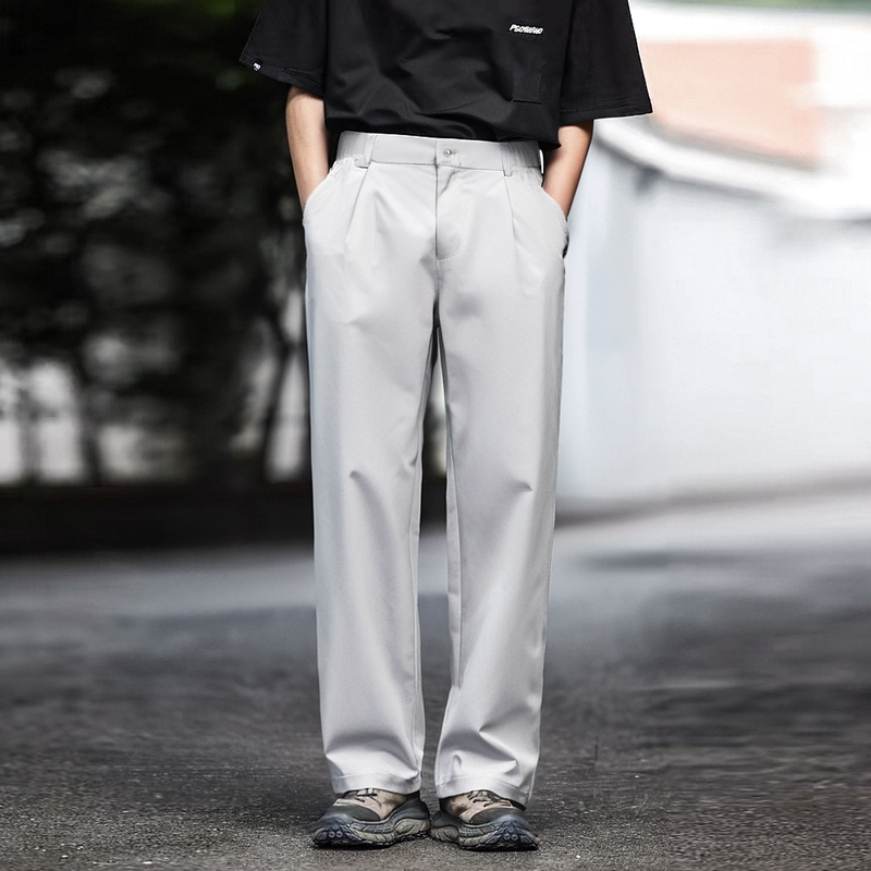 ワイドパンツ メンズ 防シワ撥水ストレートワイドパンツ