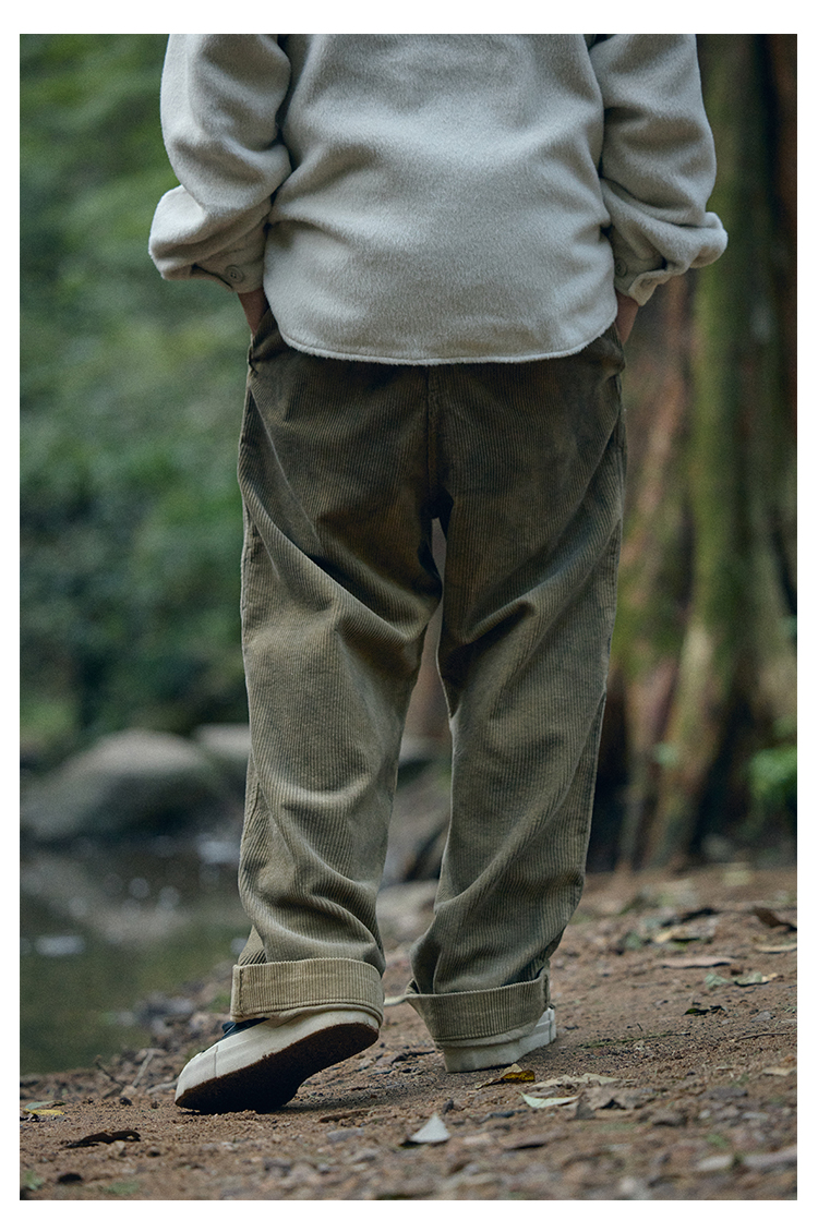 メンズワイドパンツ コーデュロイ素材ゆったりシルエットワイドスラックス