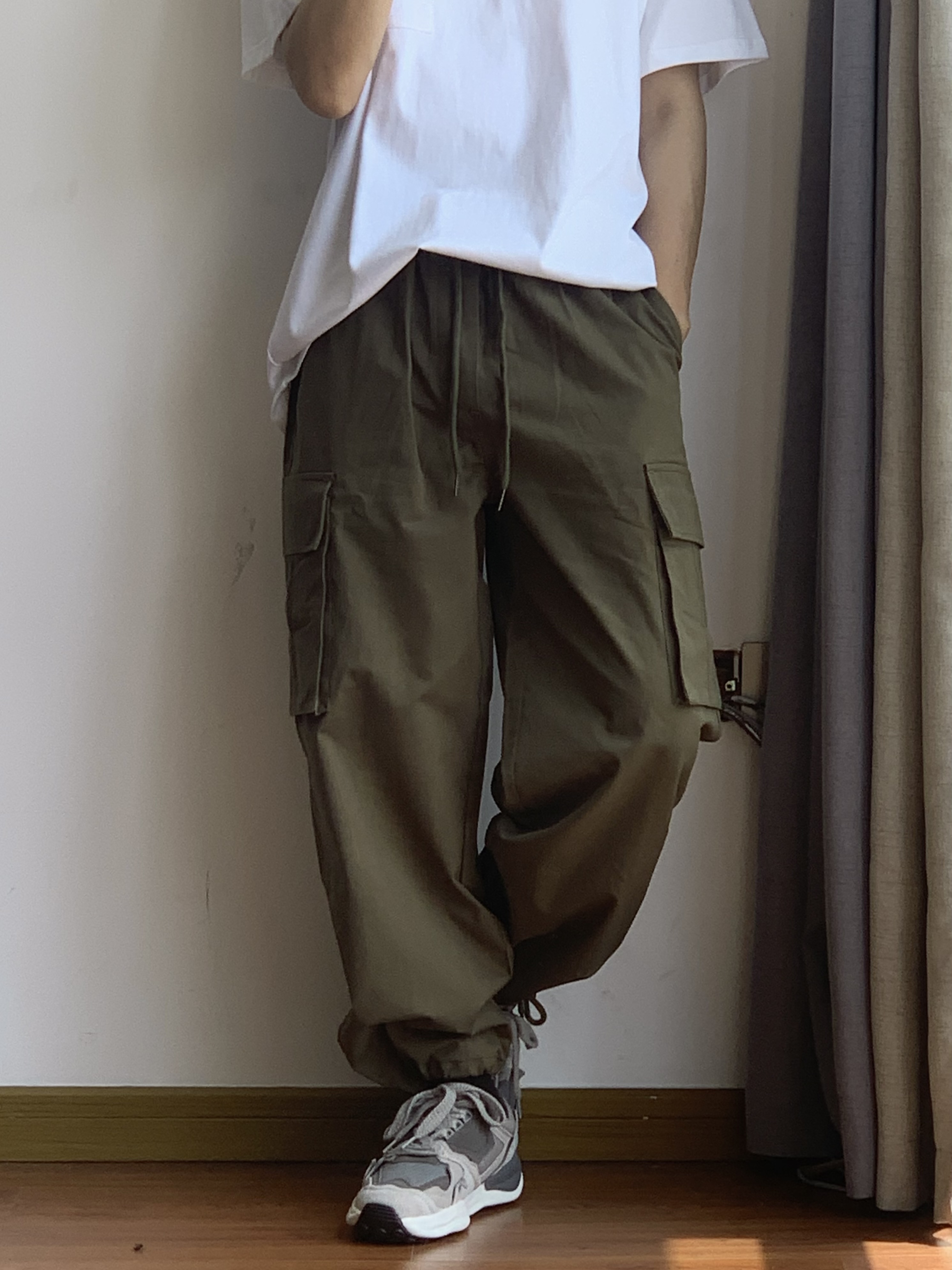 ワイドパンツ メンズ ユニセックス 多機能ポケット ワイドカーゴパンツ