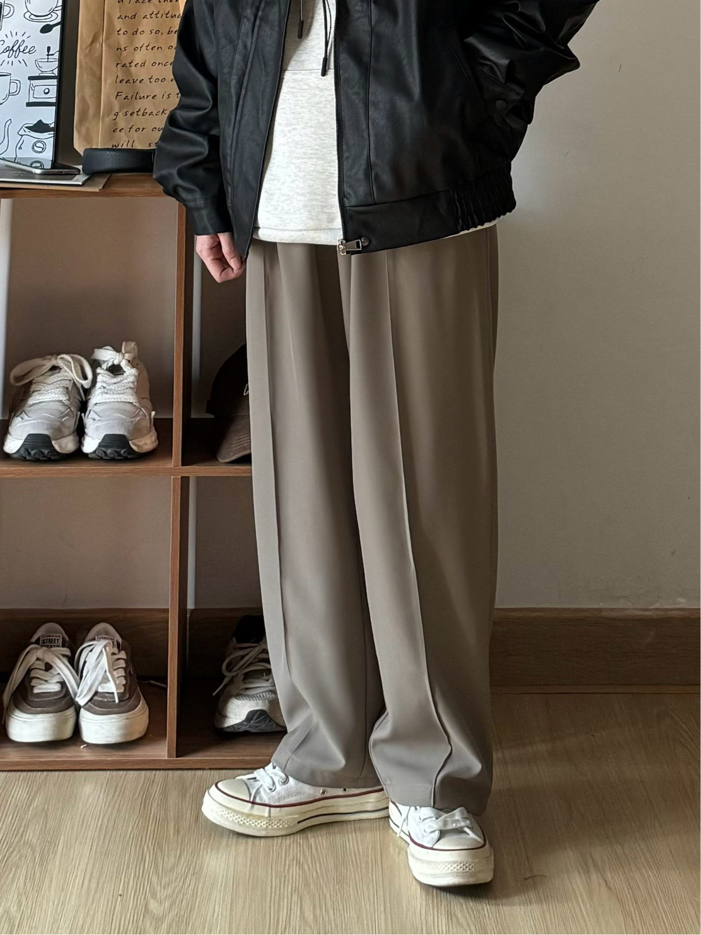 ワイドパンツ メンズ センタープレス ワイド スラックス