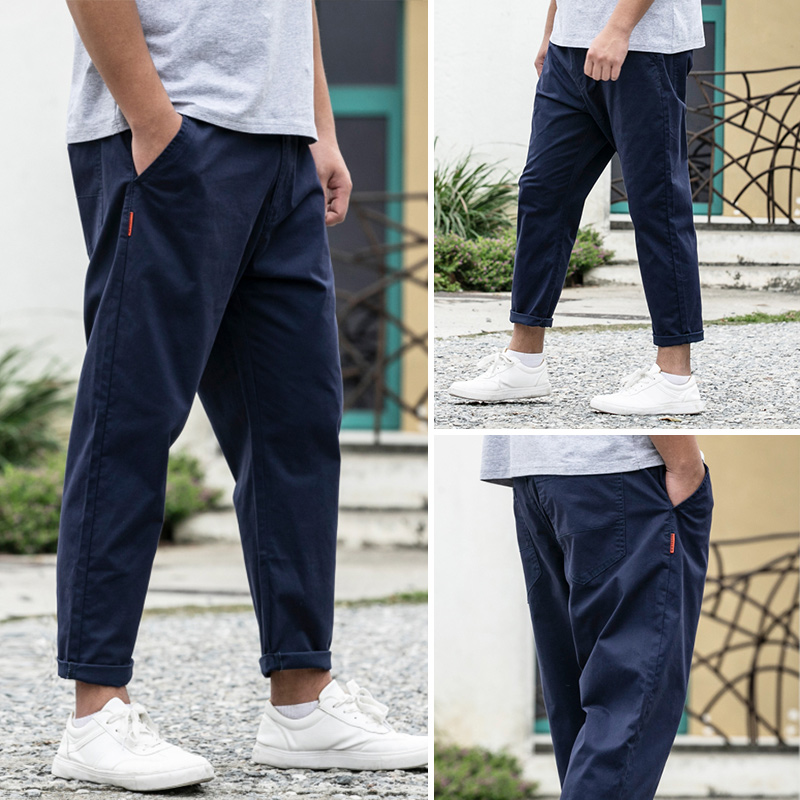 ワイドパンツ メンズ 綿100％ゆったりワイドパンツ 九分丈