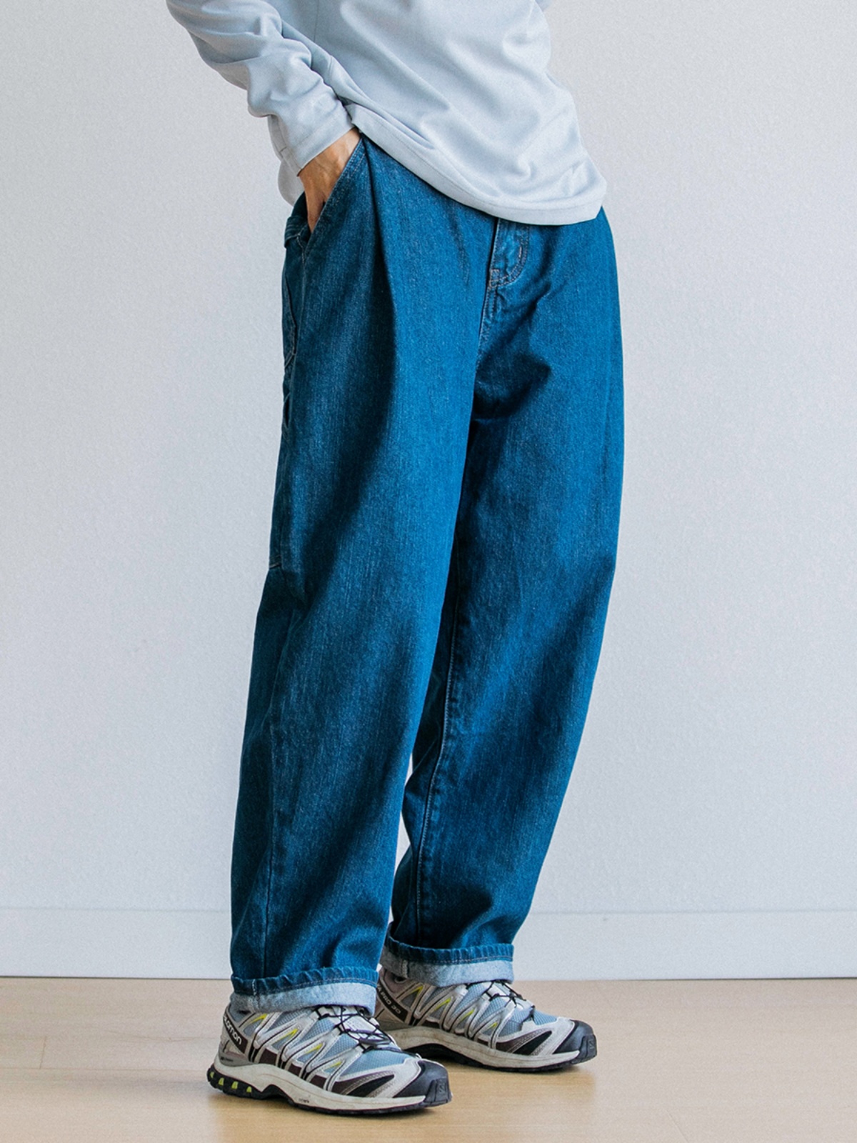 ワイドパンツ メンズ レトロワークテイスト ワイドジーンズ