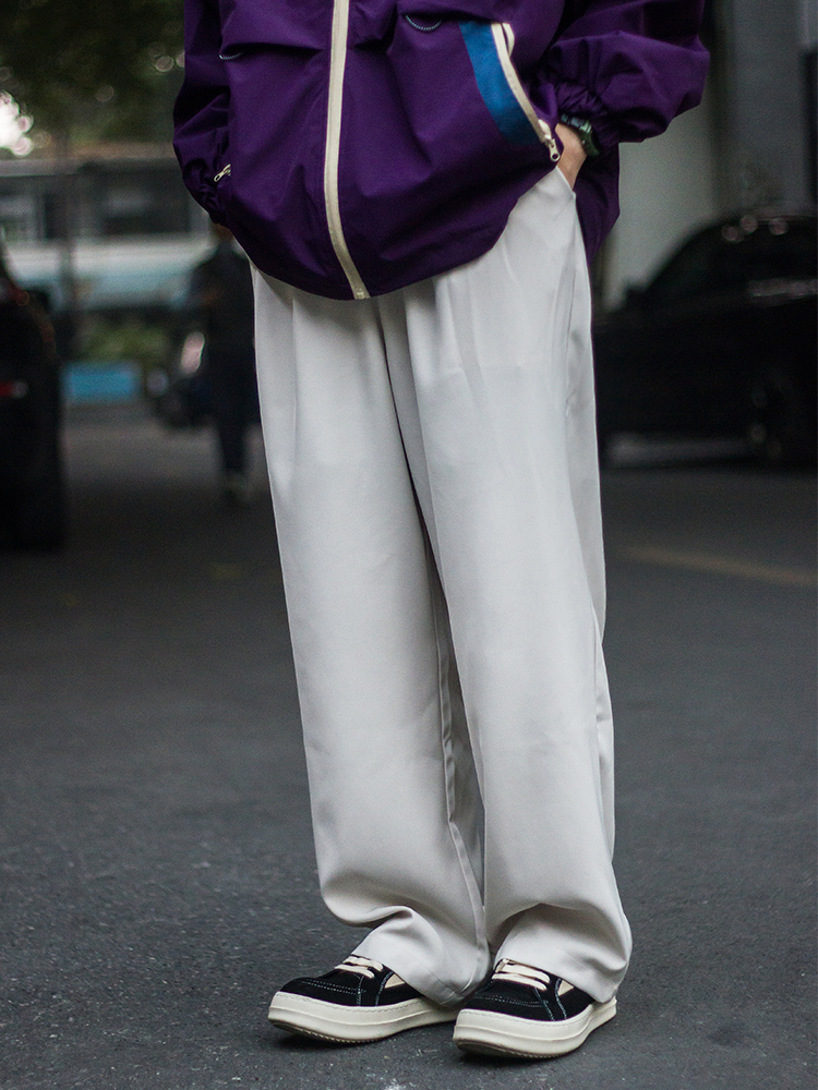ワイドパンツ メンズ ドレープ感ストレートワイドパンツ