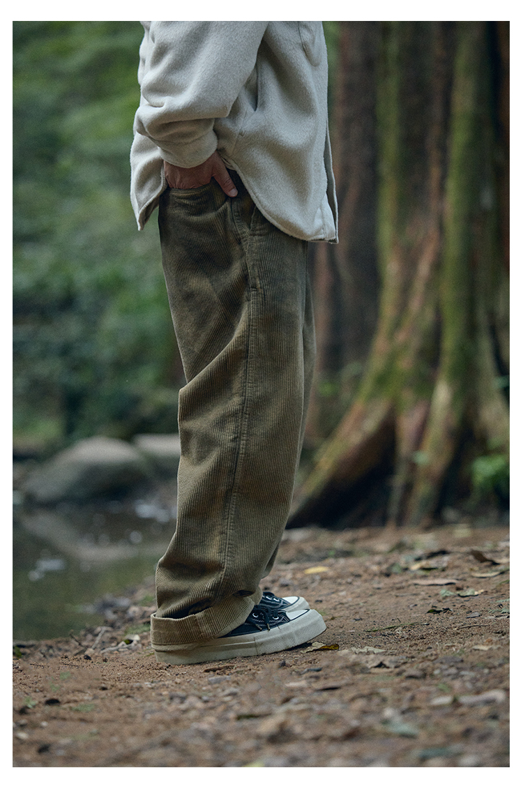 メンズワイドパンツ コーデュロイ素材ゆったりシルエットワイドスラックス