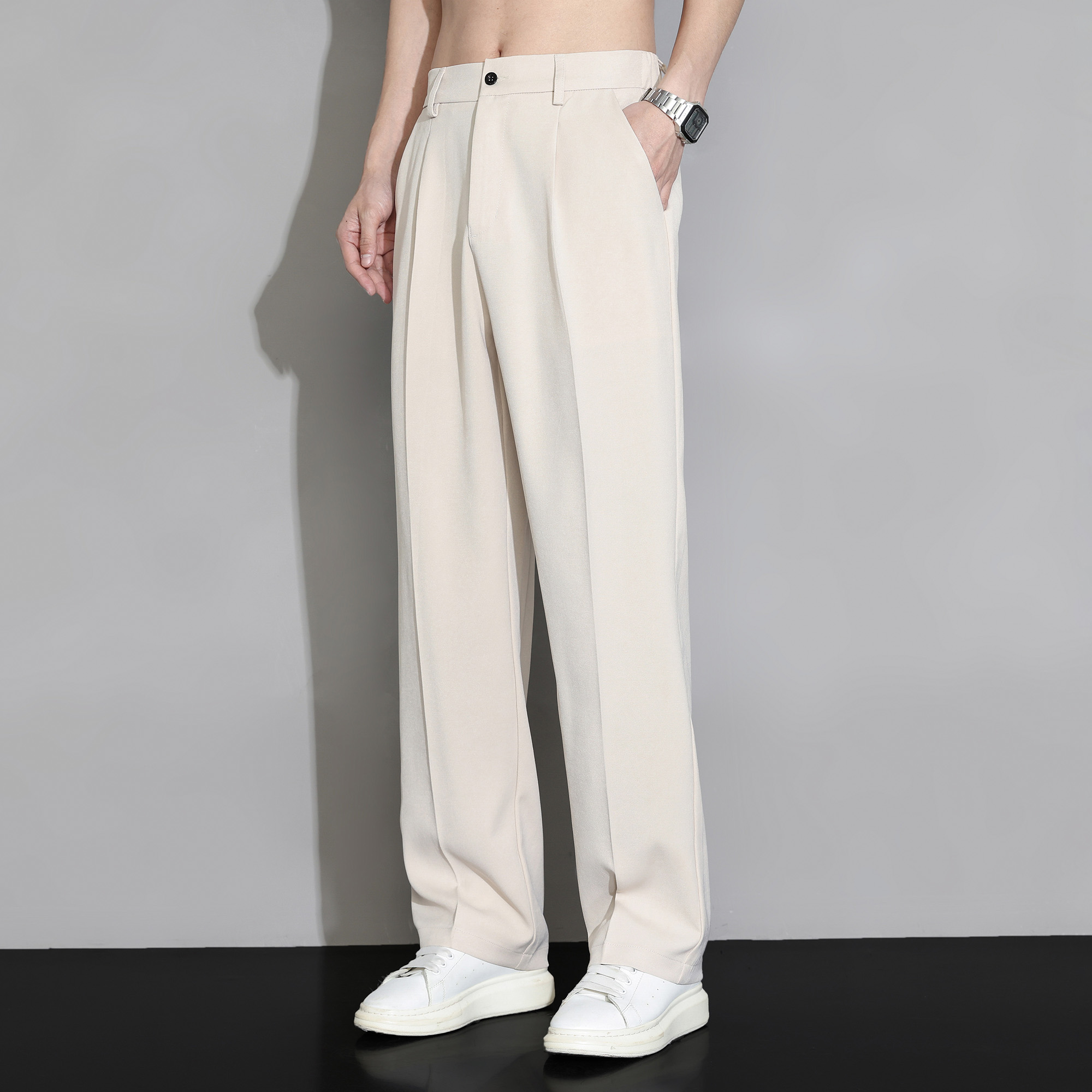 ワイドパンツ メンズ シルキータッチ ワイドスラックス