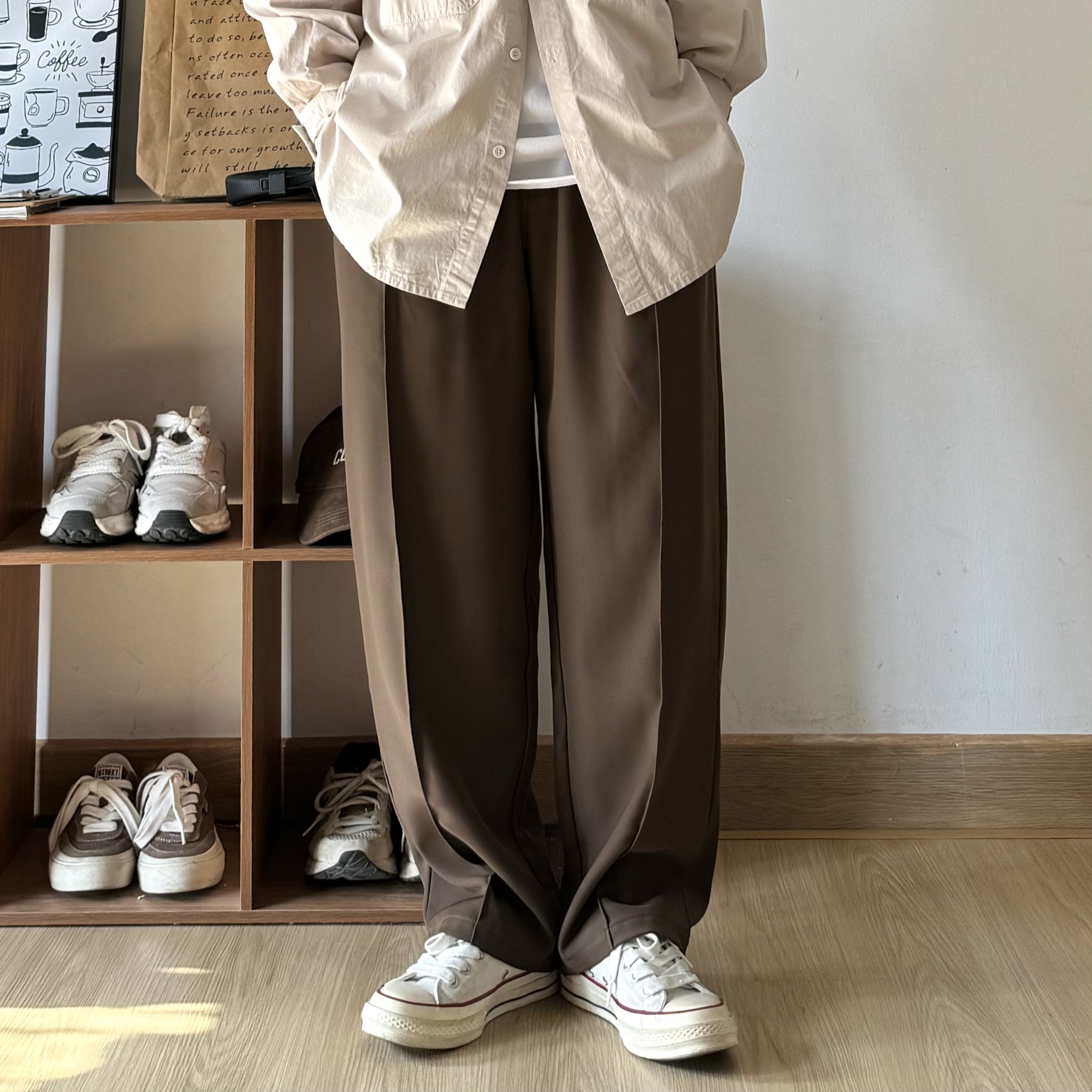 ワイドパンツ メンズ センタープレス ワイド スラックス
