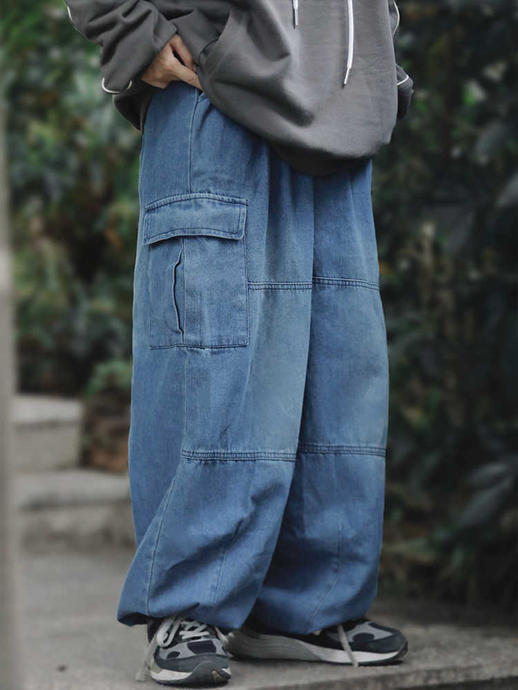 ワイドパンツ メンズ ヴィンテージ加工ワイドカーゴパンツ