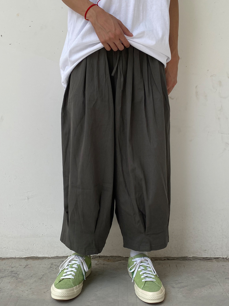ワイドパンツ メンズ ゆったり八分丈カーゴワイドパンツ