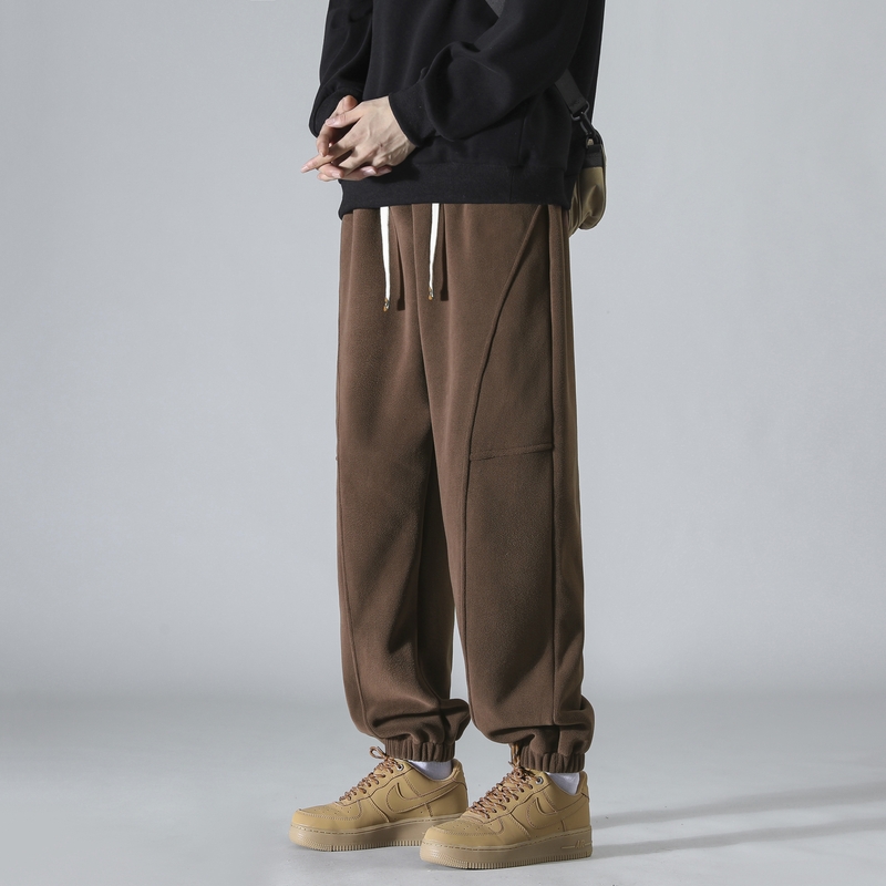 ワイドパンツ メンズ シンプル裾リブジョガーワイドパンツ