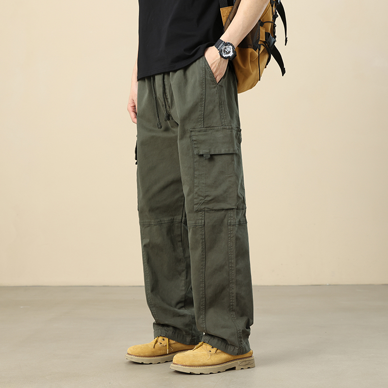 ワイドパンツ メンズ 綿100％ストレートワイドカーゴパンツ