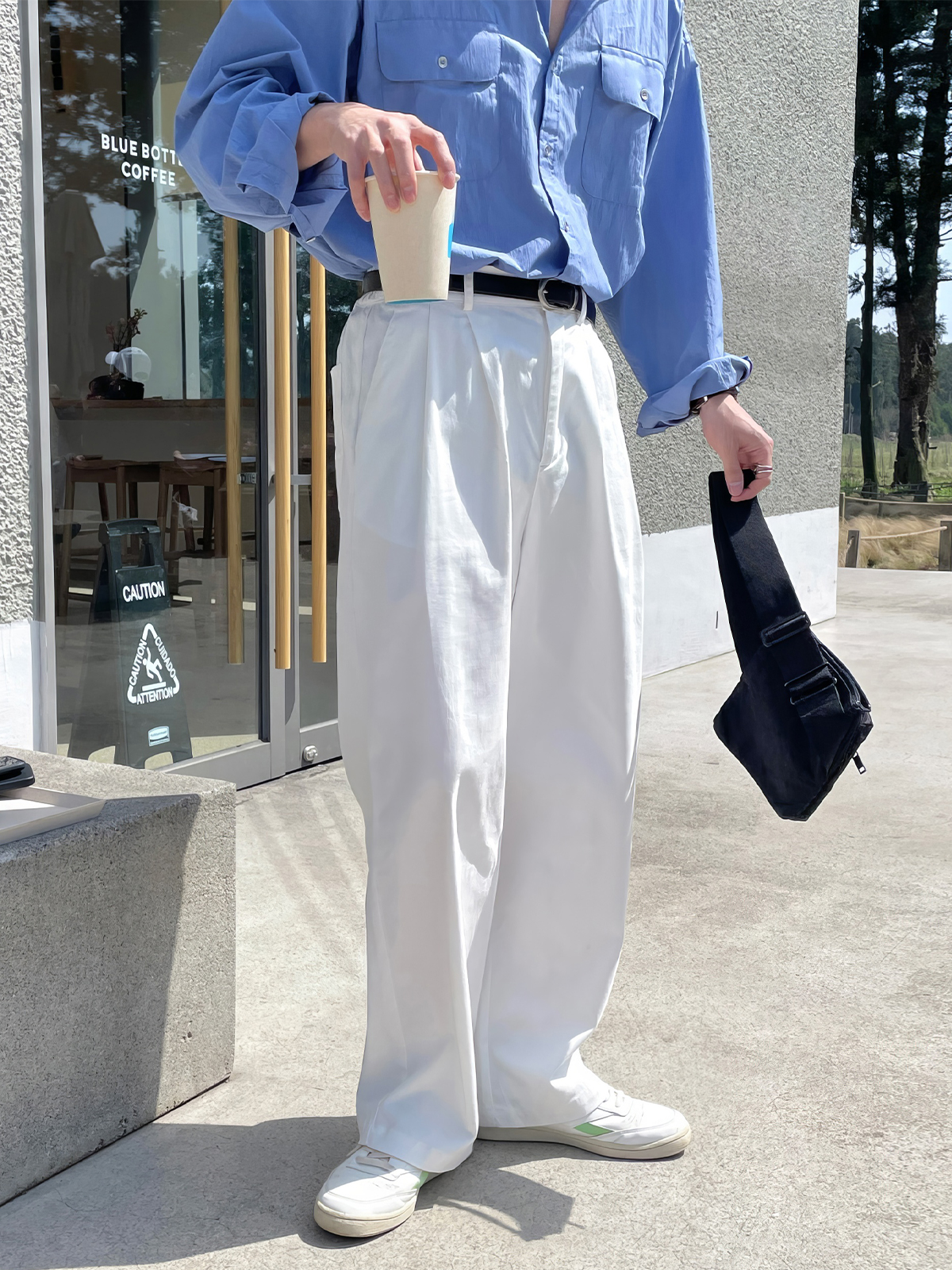 ワイドパンツ メンズ ダブルタック入り ワイドパンツ ストレート