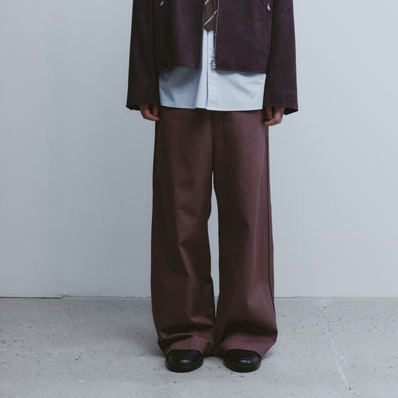 ワイドパンツ メンズ 高身長向け細身ストレートワイドパンツ