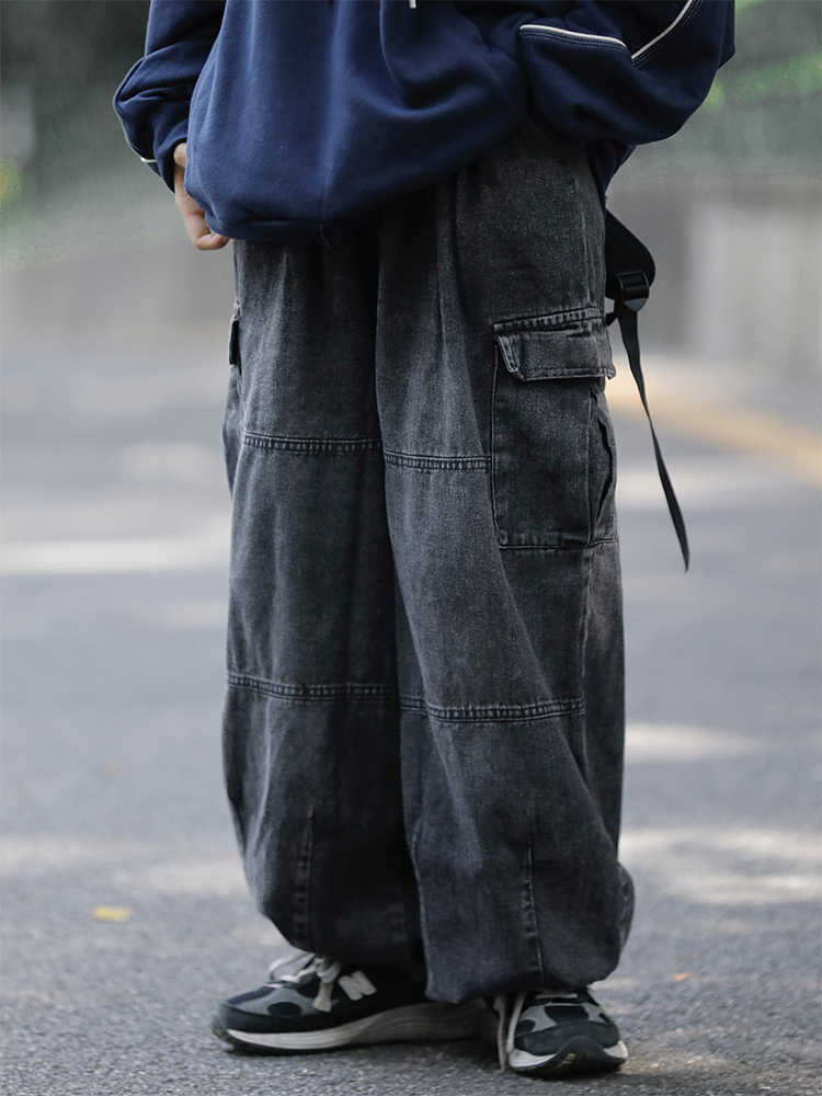 ワイドパンツ メンズ ヴィンテージ加工ワイドカーゴパンツ