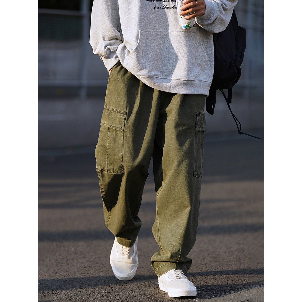 ワイドパンツ メンズ ゆったり多機能ポケット付きカーゴパンツ