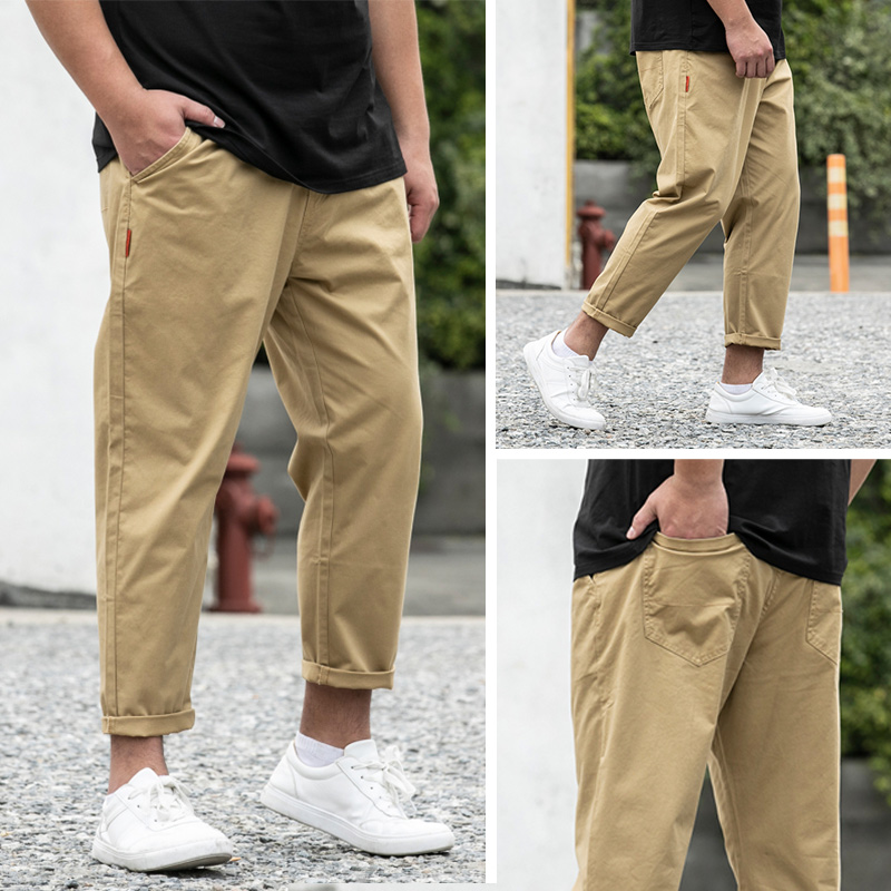 ワイドパンツ メンズ 綿100％ゆったりワイドパンツ 九分丈