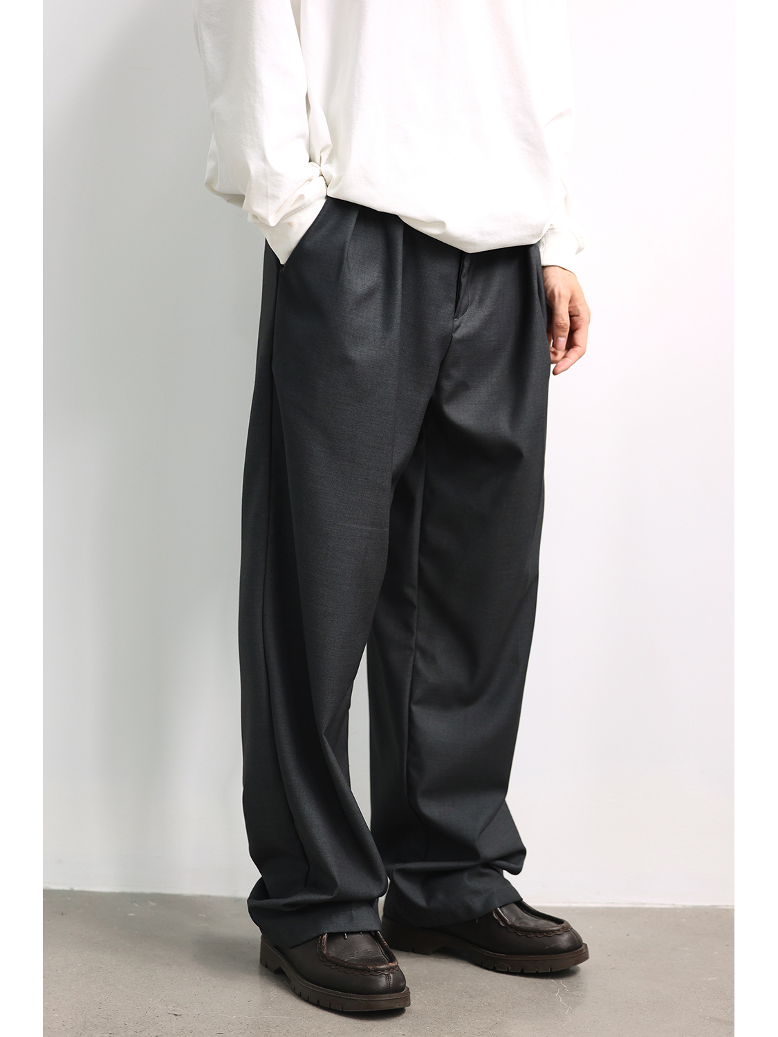 ワイドパンツ メンズ ドレープ感ストレートワイドパンツ