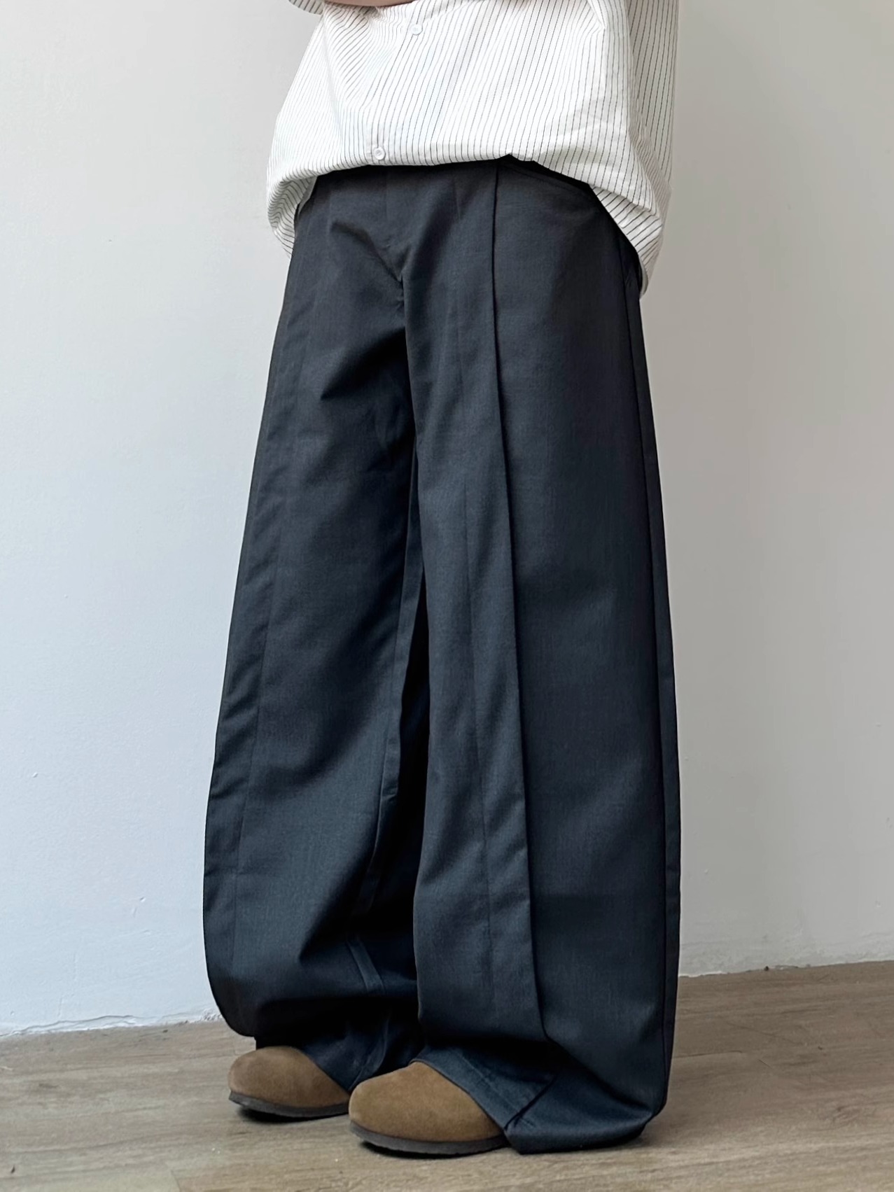 ワイドパンツ メンズ 立体裁断レトロ風ワイドスラックス