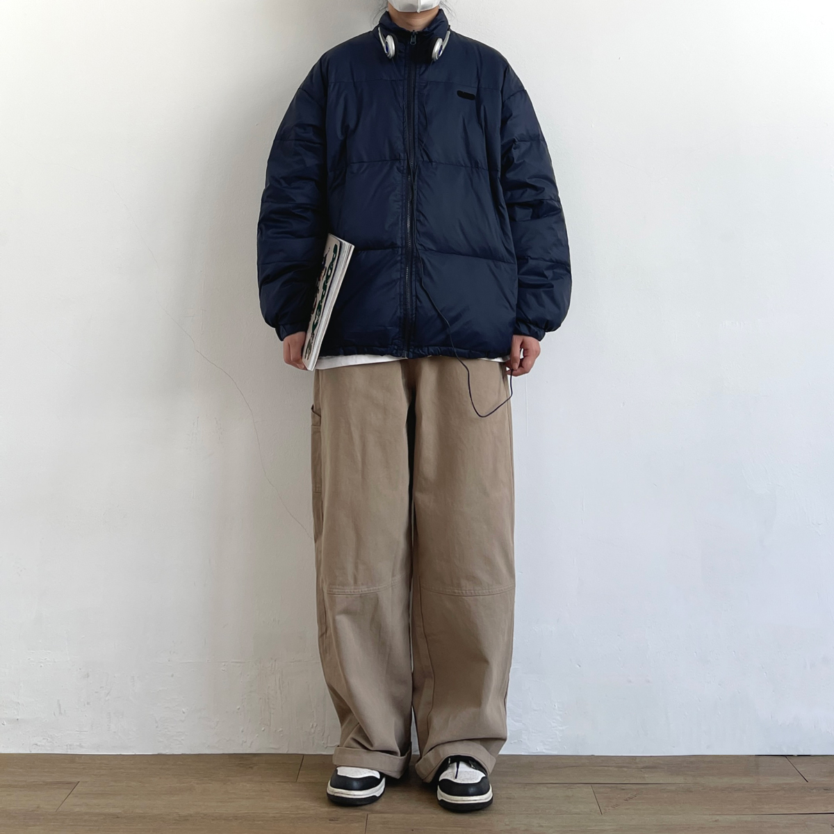 メンズワイドパンツ 多機能ポケット付きゆったりワイドシルエット作業風長ズボン