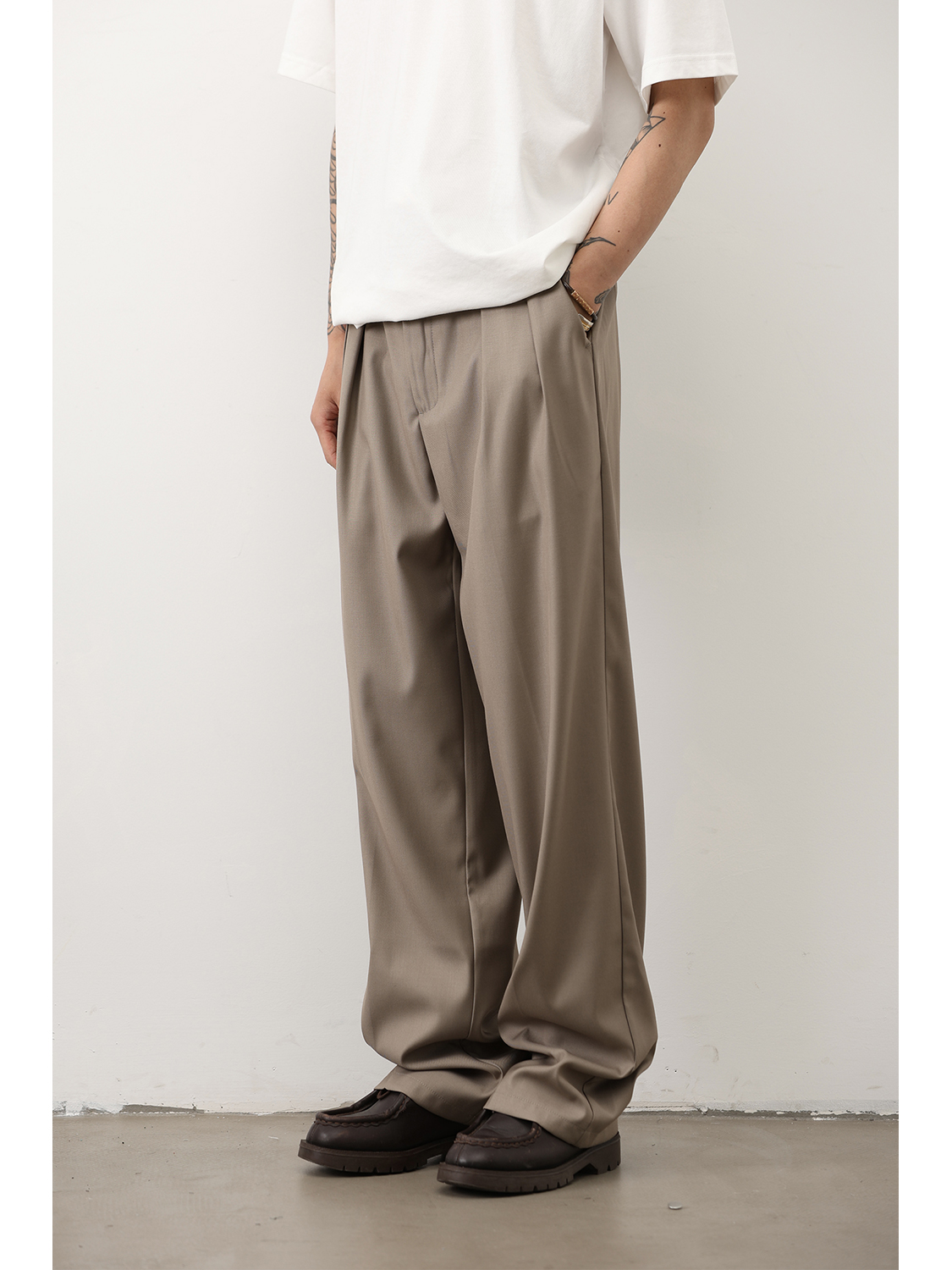 ワイドパンツ メンズ ドレープ感ストレートワイドパンツ