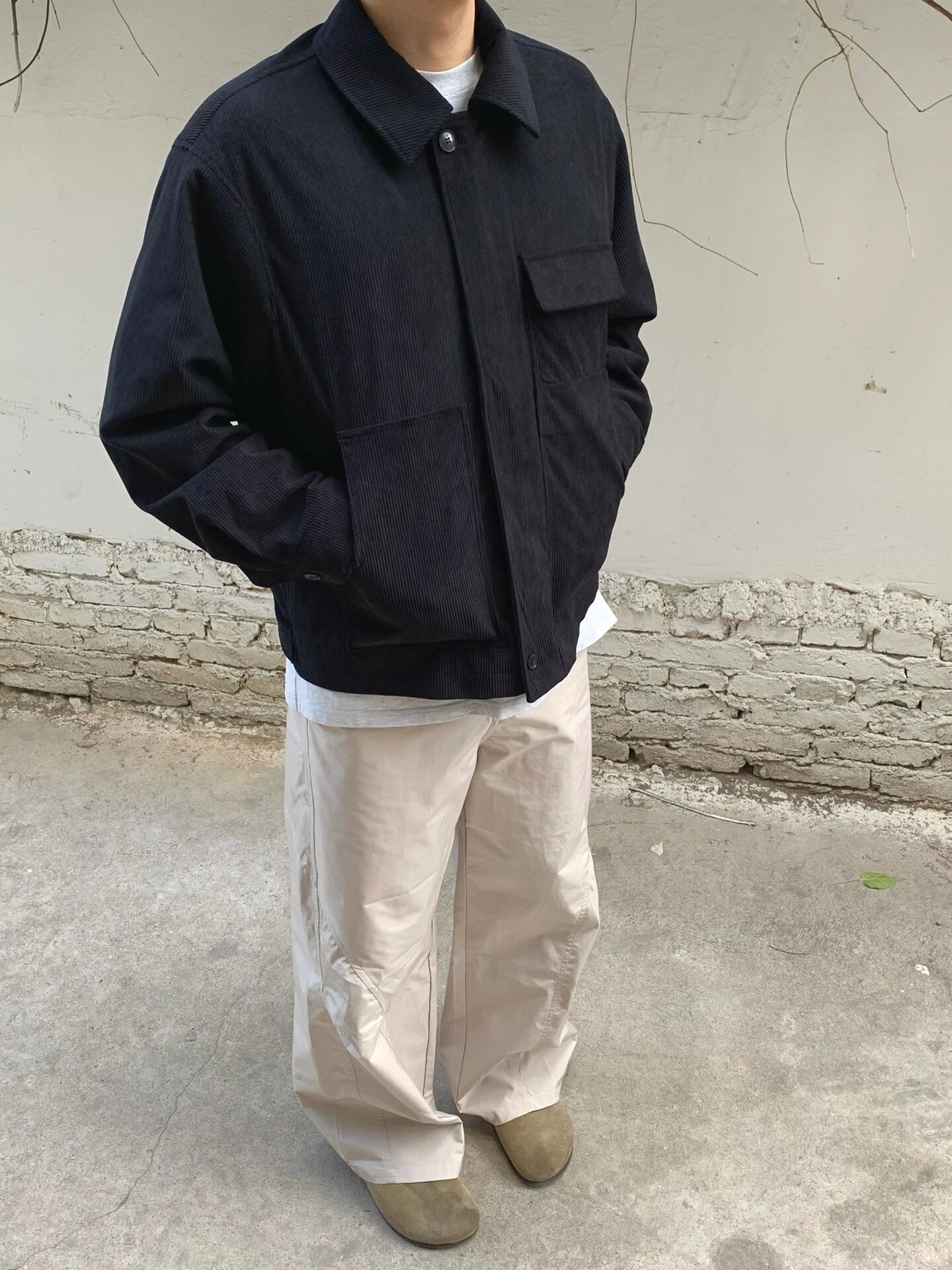 メンズワイドパンツ ゆったりシルエット美脚スラックスワイドパンツ