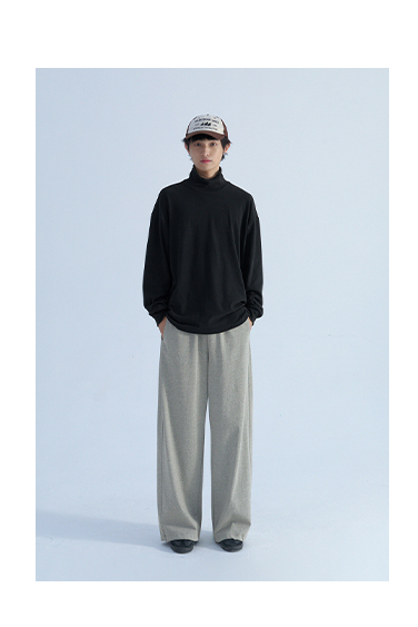ワイドパンツ メンズ 厚手ニット素材ワイドスウェットパンツ
