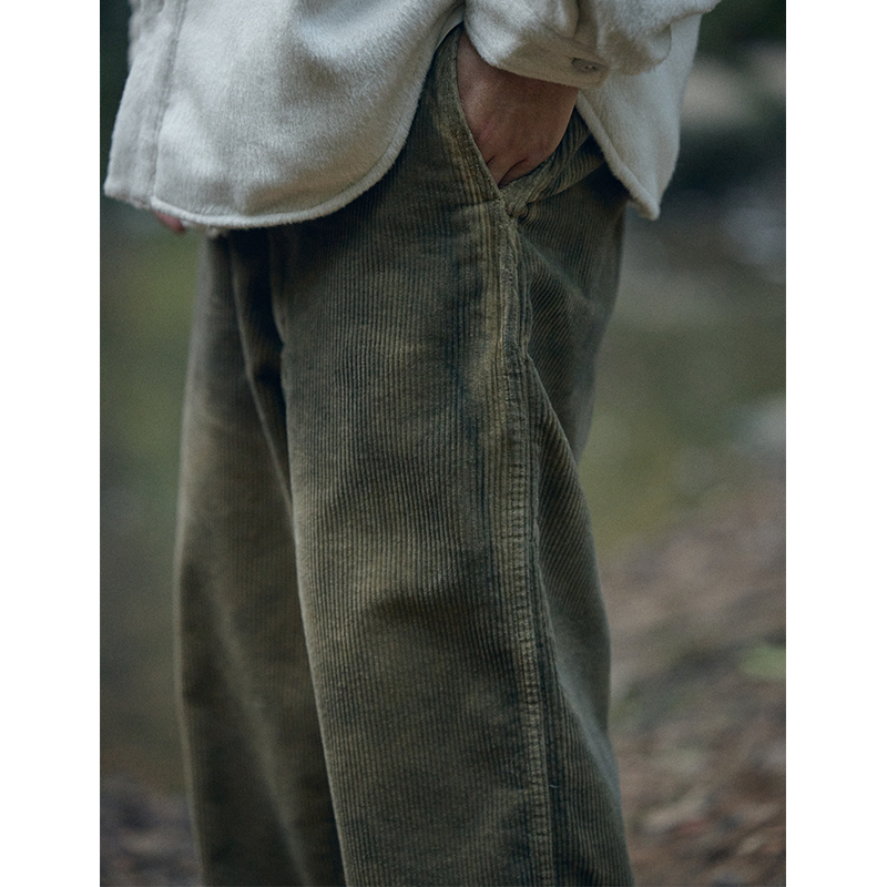 メンズワイドパンツ コーデュロイ素材ゆったりシルエットワイドスラックス