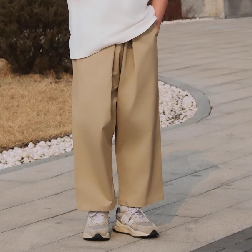 ワイドパンツ メンズ マジックテープ式ゆったり九分丈ワイドパンツ
