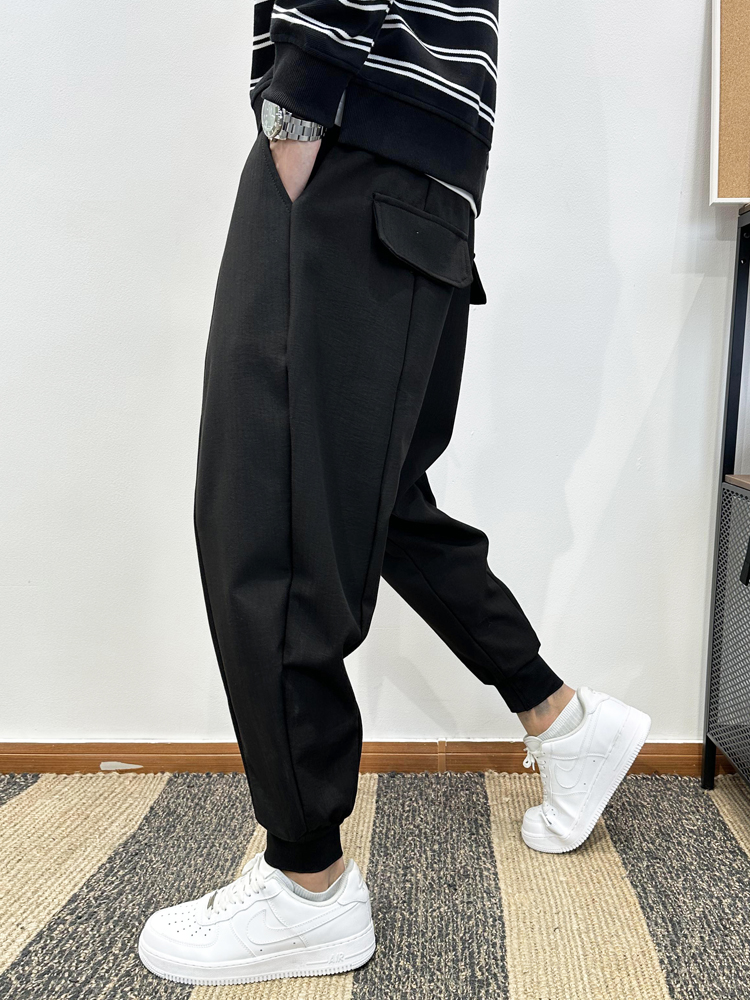 ワイドパンツ メンズ サイドポケットテーパードワイドパンツ