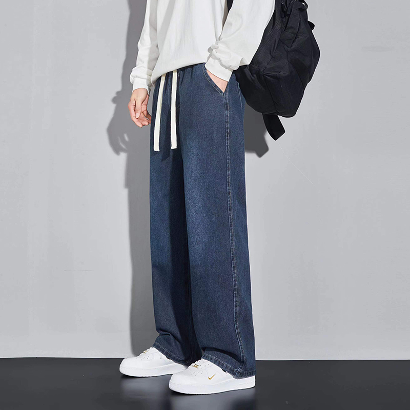 ワイドパンツ メンズ レトロ風ゆったりストレートジーンズ