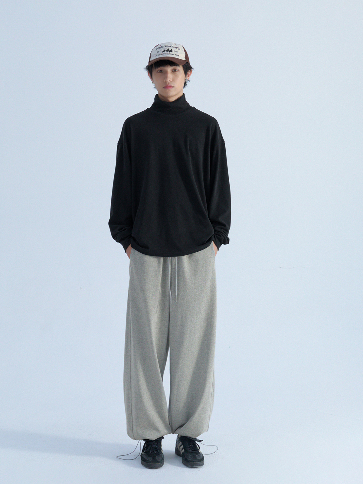 ワイドパンツ メンズ 厚手ニット素材ワイドスウェットパンツ