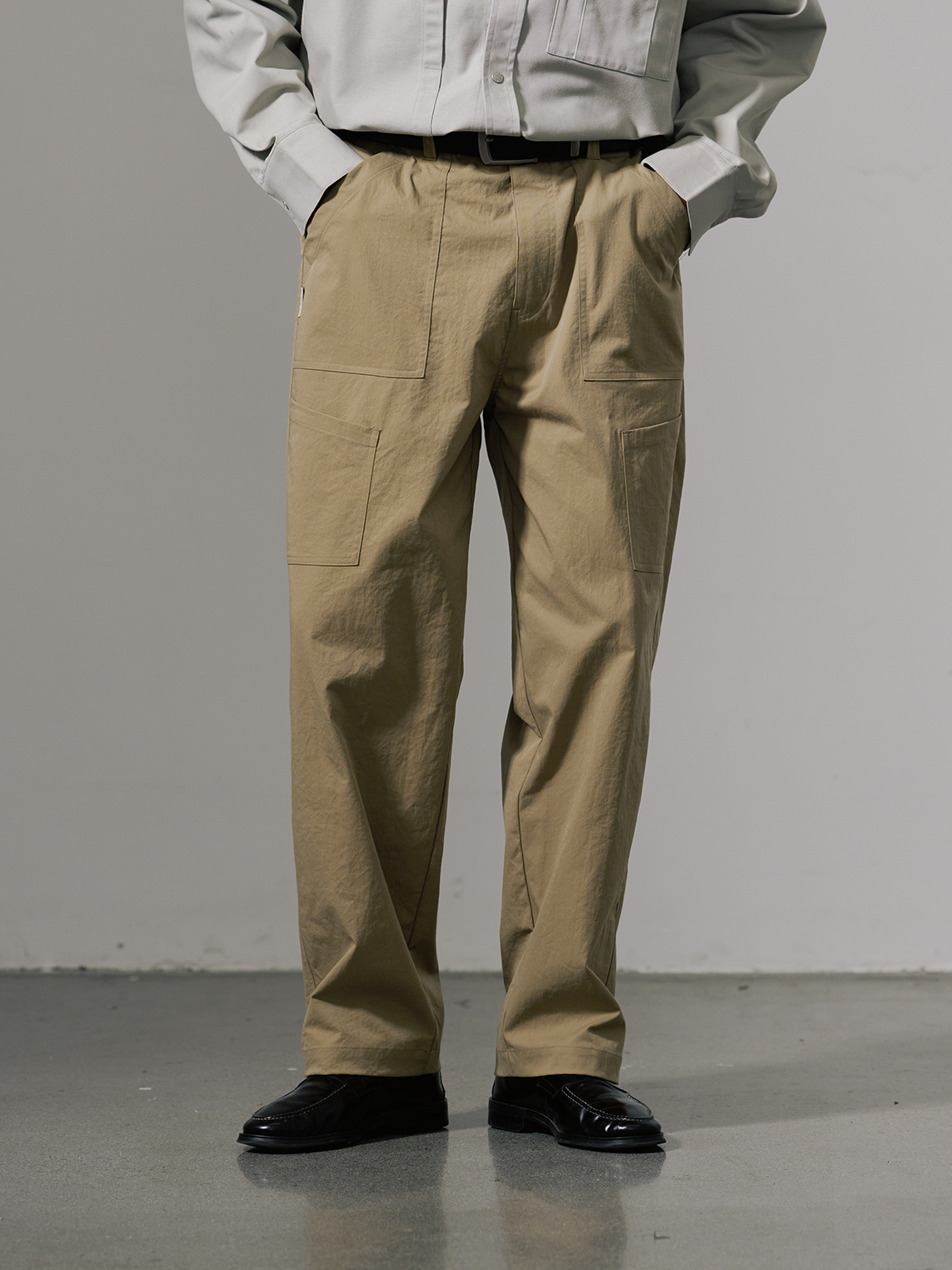 ワイドパンツ メンズ レトロ風ミリタリーカーゴワイドパンツ