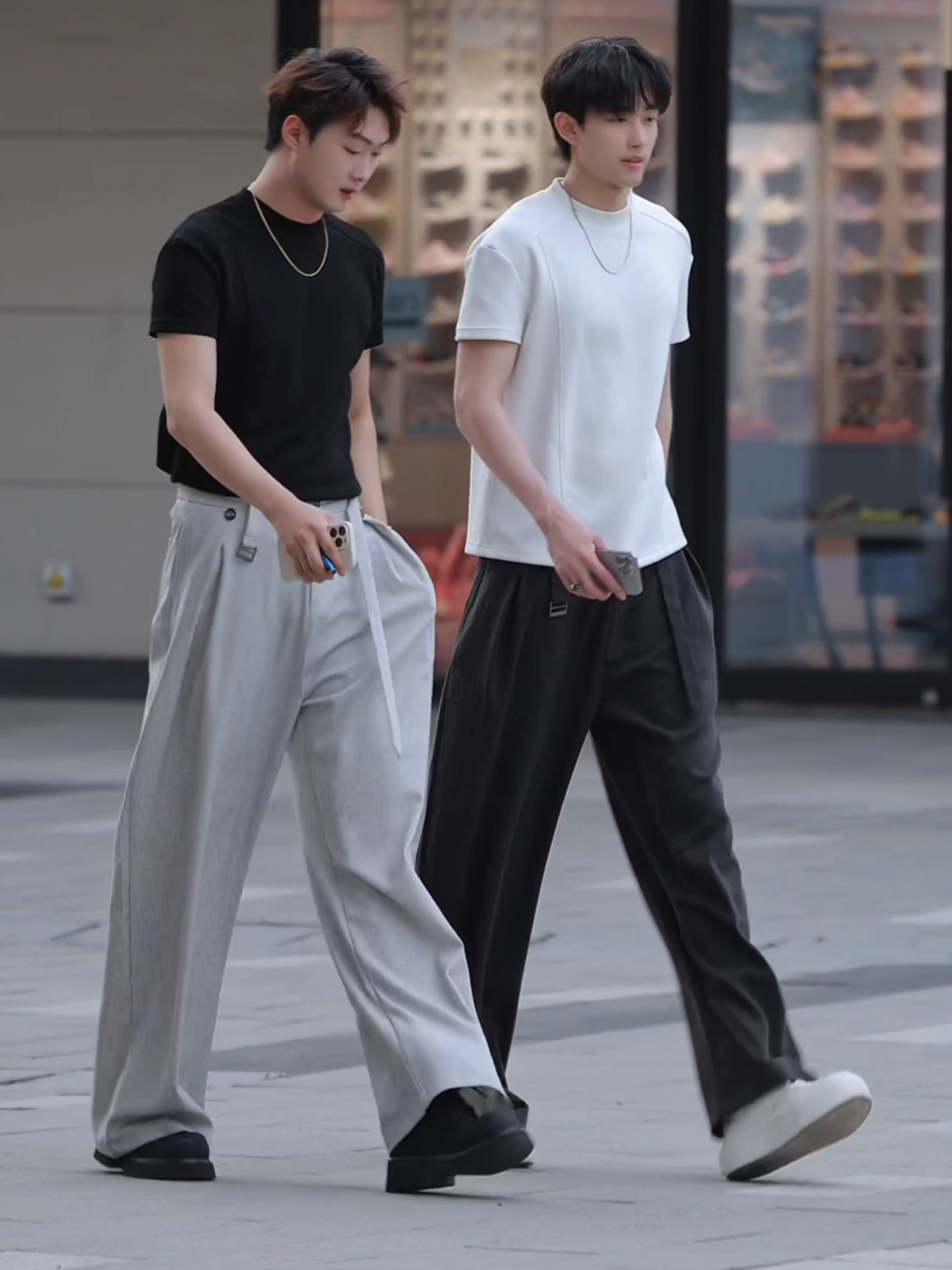 ワイドパンツ メンズ レトロ風ベルトデザインワイドパンツ
